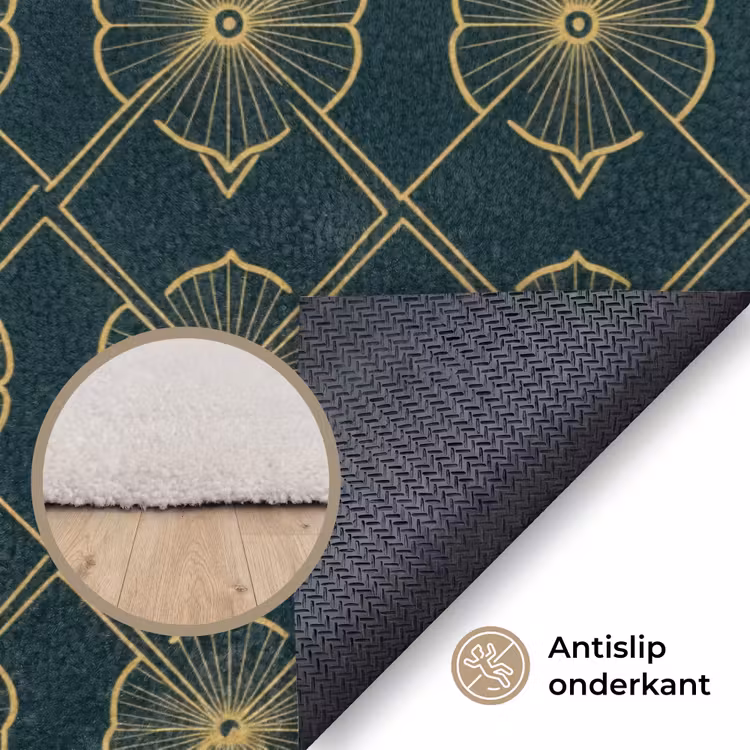 Geometrisch - Elegant - Groen Vloerkleed Rechthoek klein 1091 -uniquesellingpoint_antislip_NL