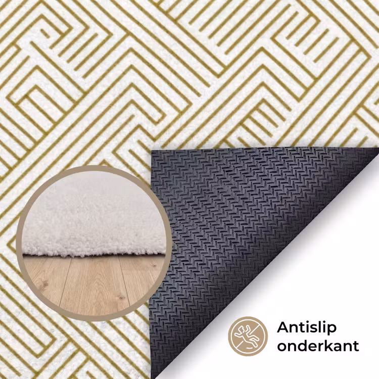 Geometrisch - Lijnen - Groen Vloerkleed Rechthoek klein 1091 -uniquesellingpoint_antislip_NL