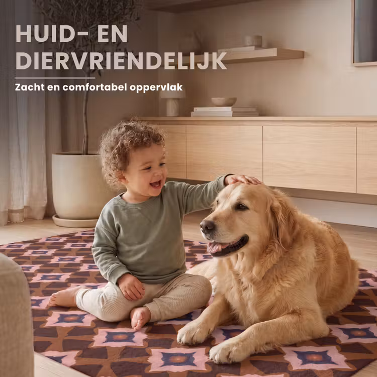Geometrisch - Sierlijk - Bruin Vloerkleed Rechthoek klein 1091 -uniquesellingpoint_zacht_NL