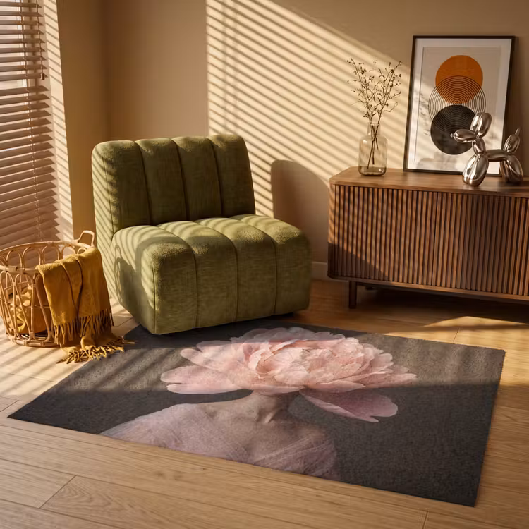 Gezicht - Roos - Roze Vloerkleed Rechthoek klein -atmosphere_sfeer1_global