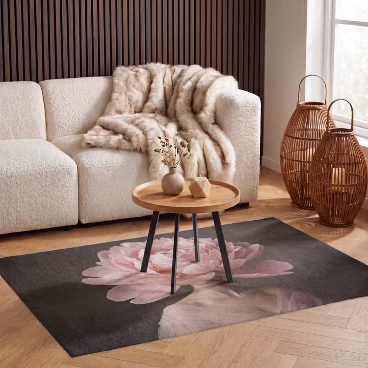 Gezicht - Roos - Roze Vloerkleed Rechthoek klein -atmosphere_sfeer2_global