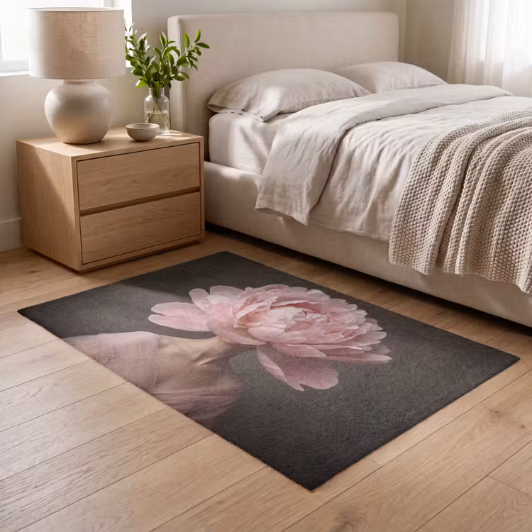 Gezicht - Roos - Roze Vloerkleed Rechthoek klein -atmosphere_sfeer3_global