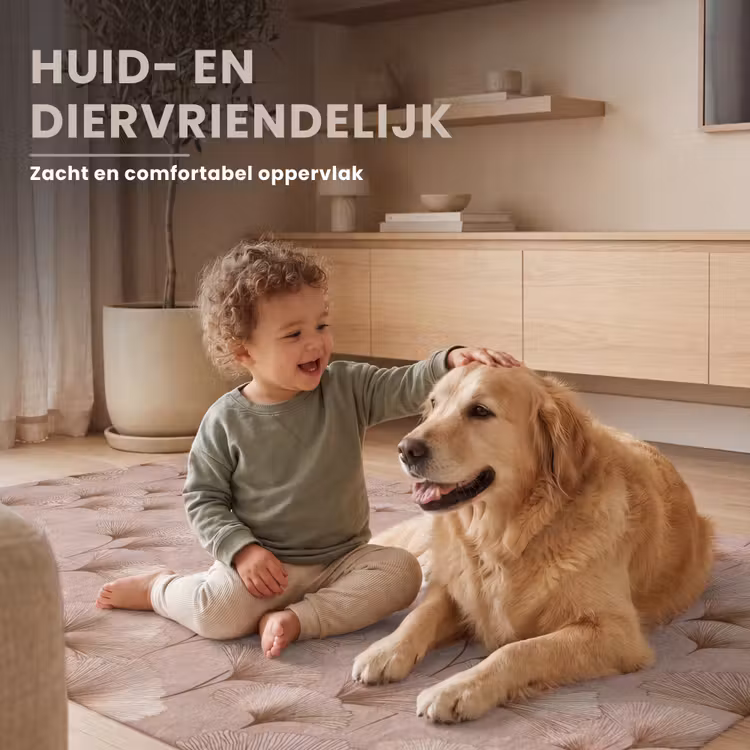 Ginkgo - Patroon - Roze Vloerkleed Rechthoek klein 1091 -uniquesellingpoint_zacht_NL