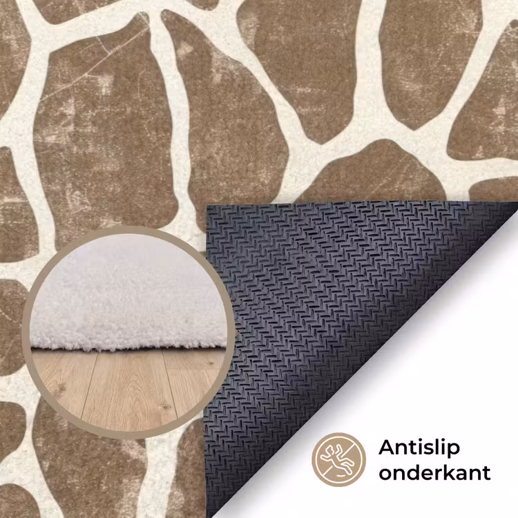 Giraf - Klassiek - Bruin Vloerkleed Rechthoek klein 1091 -uniquesellingpoint_antislip_NL_DE