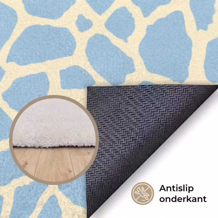 Giraf - Modern - Blauw Vloerkleed Rechthoek klein 1091 -uniquesellingpoint_antislip_NL_DE