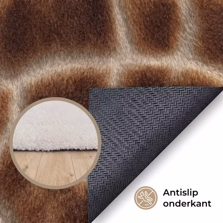 Giraf - Bruin - Vacht Vloerkleed Rechthoek klein 1091 -uniquesellingpoint_antislip_NL