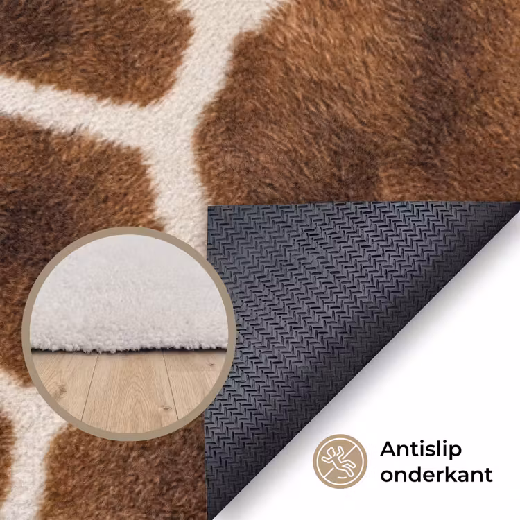 Giraf - Vacht - Klassiek - Bruin Vloerkleed Rechthoek klein -uniquesellingpoint_antislip_NL_DE