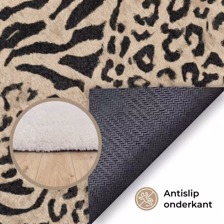 Giraf - Zebra - Motief - Bruin Vloerkleed Rechthoek klein 1091 -uniquesellingpoint_antislip_NL