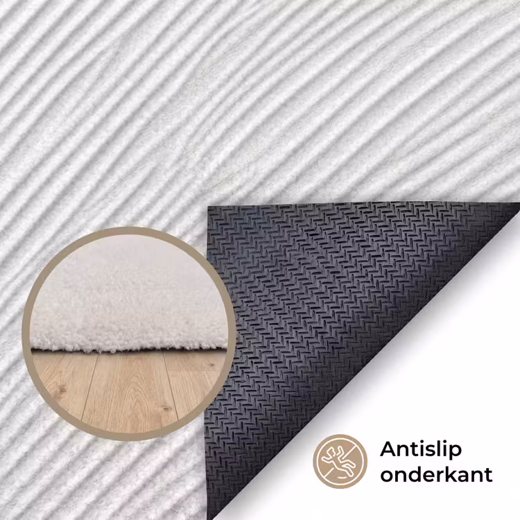 Golven - Ribbels - Wit Vloerkleed Rechthoek klein 1091 -uniquesellingpoint_antislip_NL_DE
