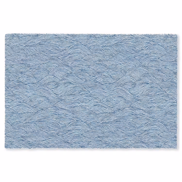 Golven - Ritmisch - Blauw Vloerkleed Rechthoek klein 1091 -3d
