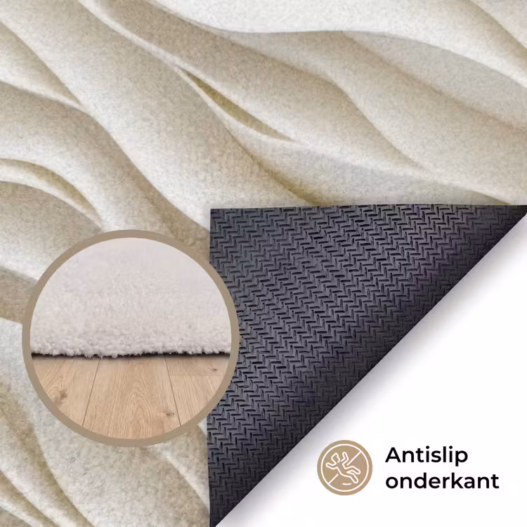 Golven - Wit - Minimalistisch Vloerkleed Rechthoek klein 1091 -uniquesellingpoint_antislip_NL_DE