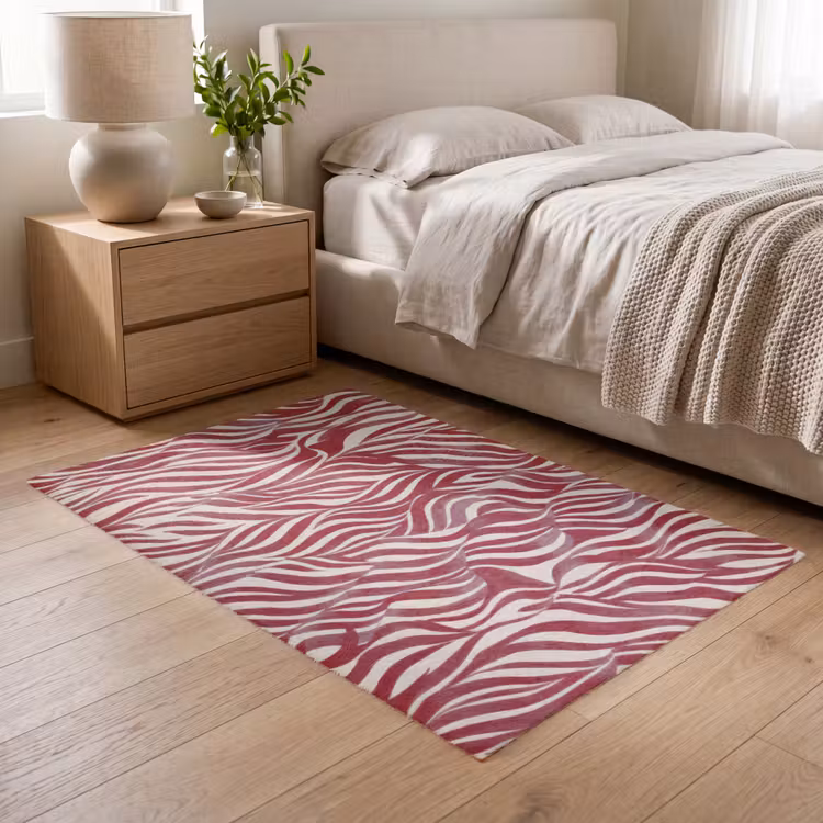 Golvende vormen - Abstract - Rood Vloerkleed Rechthoek klein -atmosphere_sfeer3_global