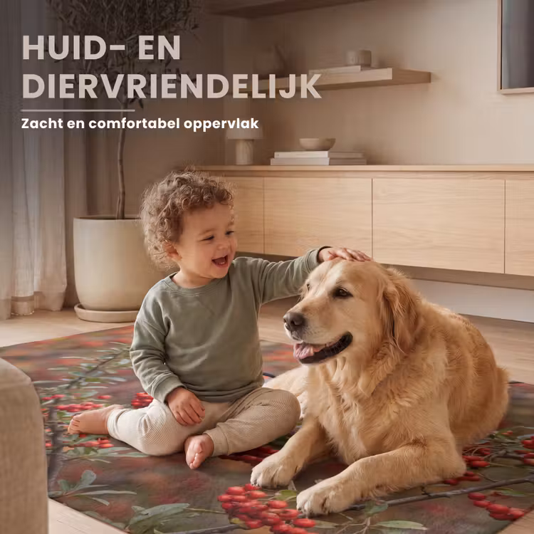 Goudvink - Bessen - Herfst - Natuur - Kleurrijk Vloerkleed Rechthoek klein -uniquesellingpoint_zacht_NL
