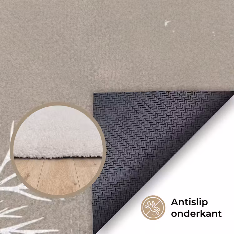 Grafisch - Fluitenkruid - Taupe Vloerkleed Rechthoek klein -uniquesellingpoint_antislip_NL_DE