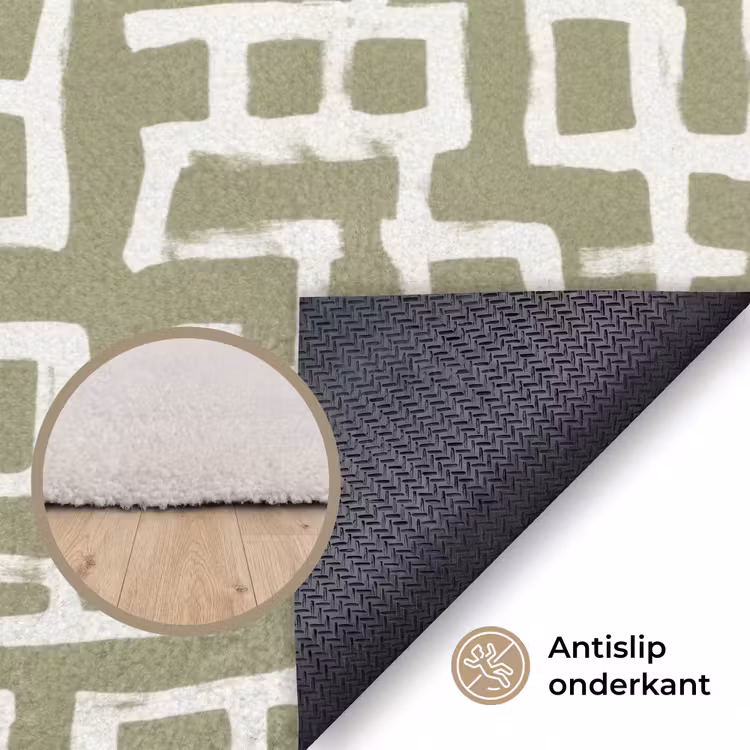 Grafisch - Patroon - Groen Vloerkleed Rechthoek klein 1091 -uniquesellingpoint_antislip_NL