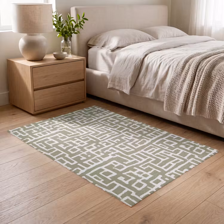 Grafisch - Patroon - Groen Vloerkleed Rechthoek klein 1091 -atmosphere_sfeer3_global