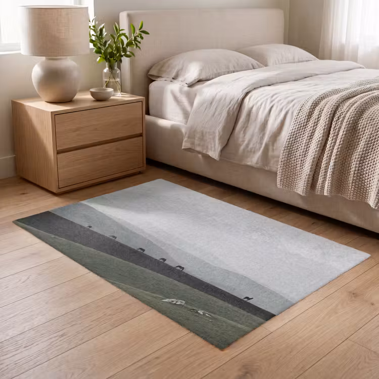 Grijs - Berg - Paarden Vloerkleed Rechthoek klein -atmosphere_sfeer3_global