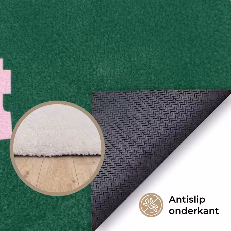 Groen - Teskt - This is art - Roze Vloerkleed Rechthoek klein -uniquesellingpoint_antislip_NL_DE