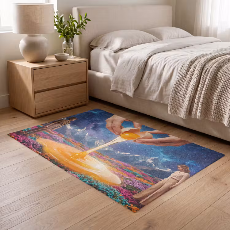 Vloerkleed - Handen - Ei - Surrealisme - Handen - Ei - Surrealisme Vloerkleed Rechthoek klein