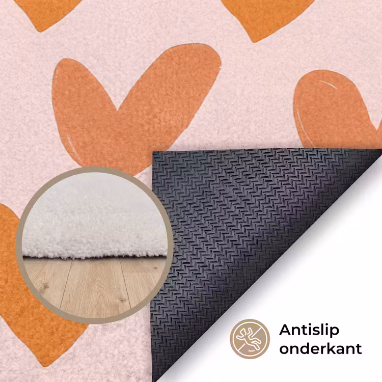 Hartjes - Getekend - Oranje Vloerkleed Rechthoek klein 1091 -uniquesellingpoint_antislip_NL_DE