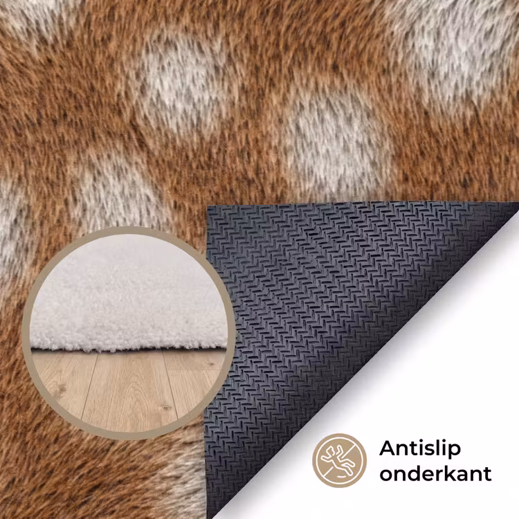 Hert - Vacht - Bruin Vloerkleed Rechthoek klein 1091 -uniquesellingpoint_antislip_NL_DE