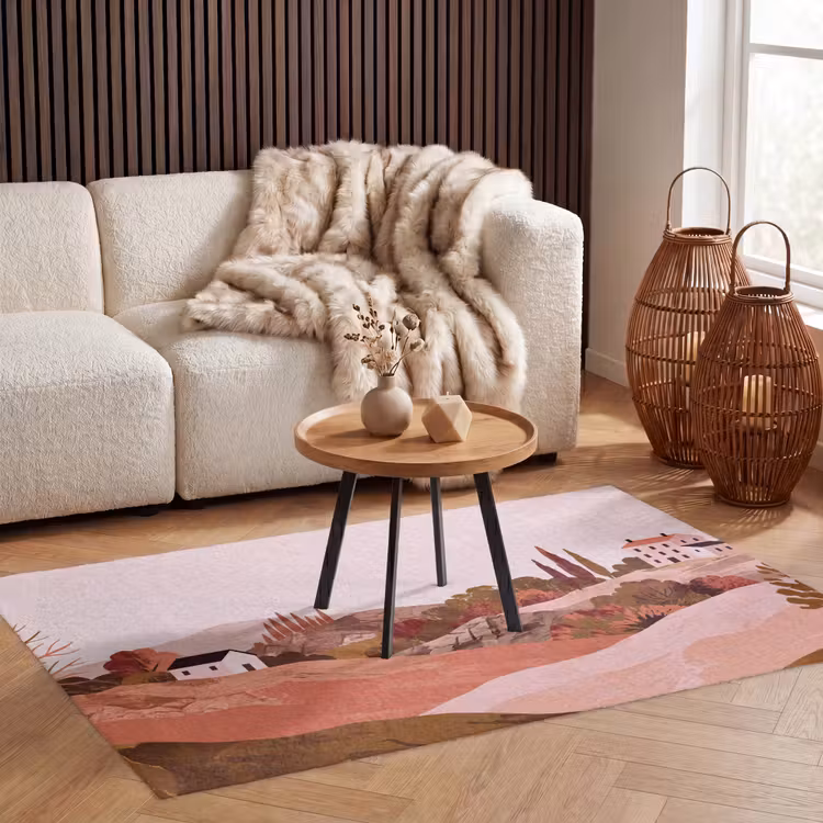 Heuvellandschap - Grafisch - Terracotta Vloerkleed Rechthoek klein -atmosphere_sfeer2_global