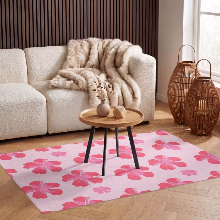 Hibiscus - Bloemen - Roze Vloerkleed Rechthoek klein 1091 -atmosphere_sfeer2_global