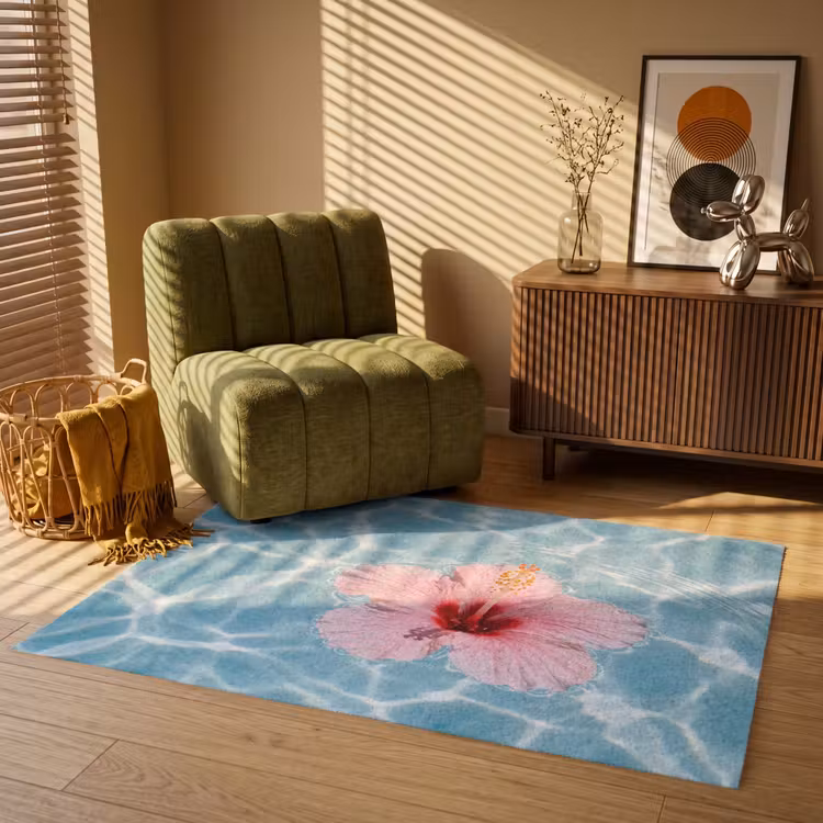 Hibiscus - Water - Roze Vloerkleed Rechthoek klein -atmosphere_sfeer1_global