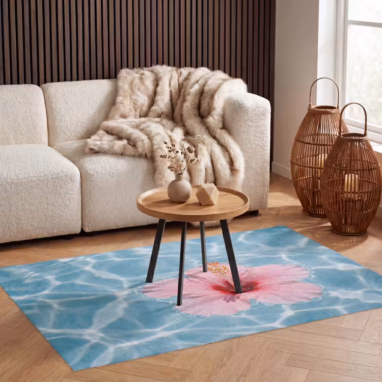 Hibiscus - Water - Roze Vloerkleed Rechthoek klein -atmosphere_sfeer2_global
