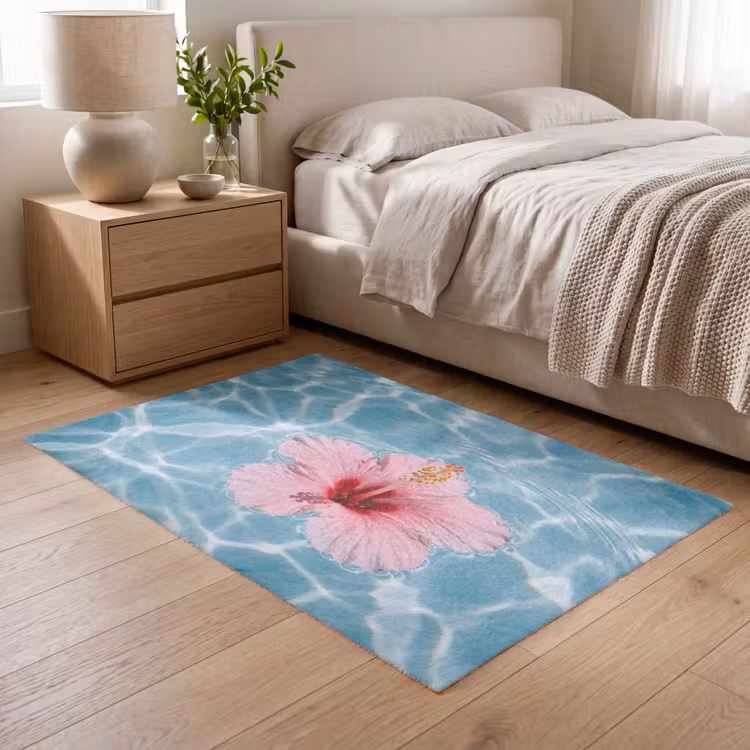 Hibiscus - Water - Roze Vloerkleed Rechthoek klein -atmosphere_sfeer3_global