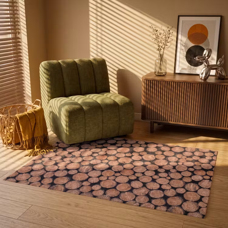 Houtblokken - Textuur - Patroon - Bruin - Rustiek Vloerkleed Rechthoek klein -atmosphere_sfeer1_global