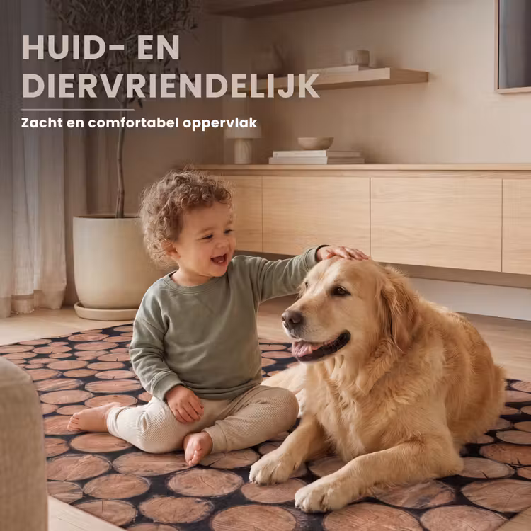 Houtblokken - Textuur - Patroon - Bruin - Rustiek Vloerkleed Rechthoek klein -uniquesellingpoint_USP_zachtNL_DE