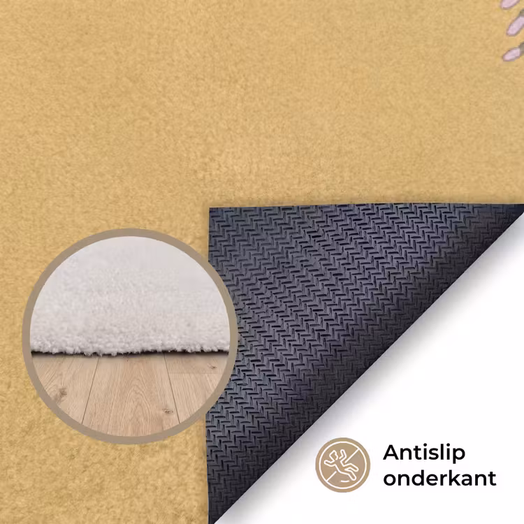 IJsvogels - Bloesem - Geel Vloerkleed Rechthoek klein -uniquesellingpoint_antislip_NL_DE