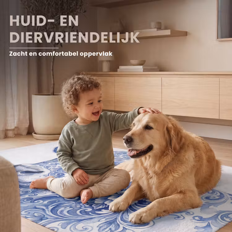 Illustratie - Koe - Blauw Vloerkleed Rechthoek klein -uniquesellingpoint_USP_zachtNL_DE
