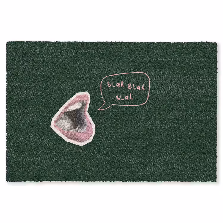 Illustratie - Mond - Donkergroen - Tekstwolkje Vloerkleed Rechthoek klein -3d