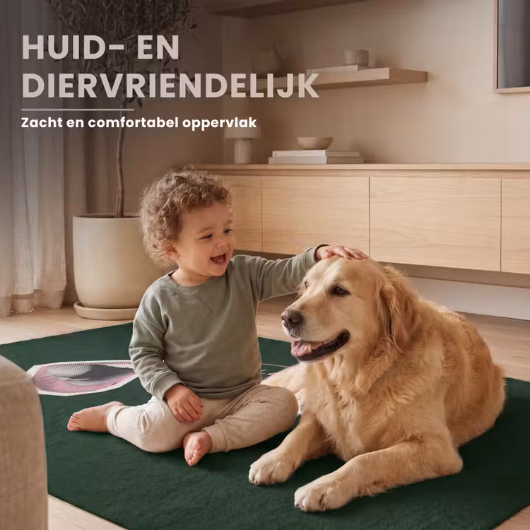 Illustratie - Mond - Donkergroen - Tekstwolkje Vloerkleed Rechthoek klein -uniquesellingpoint_USP_zachtNL_DE