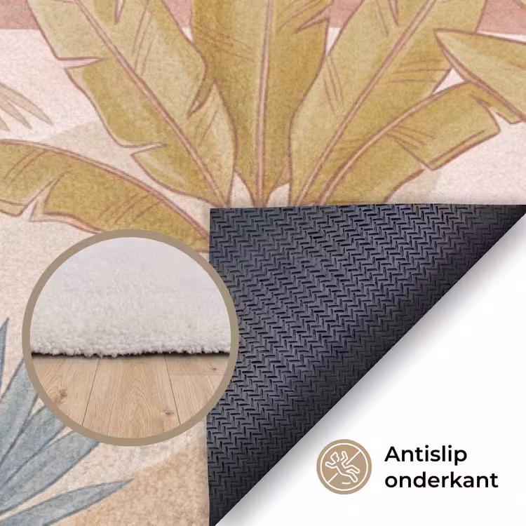 Illustratie - Palmbomen - Kleurrijk Vloerkleed Rechthoek klein -uniquesellingpoint_antislip_NL