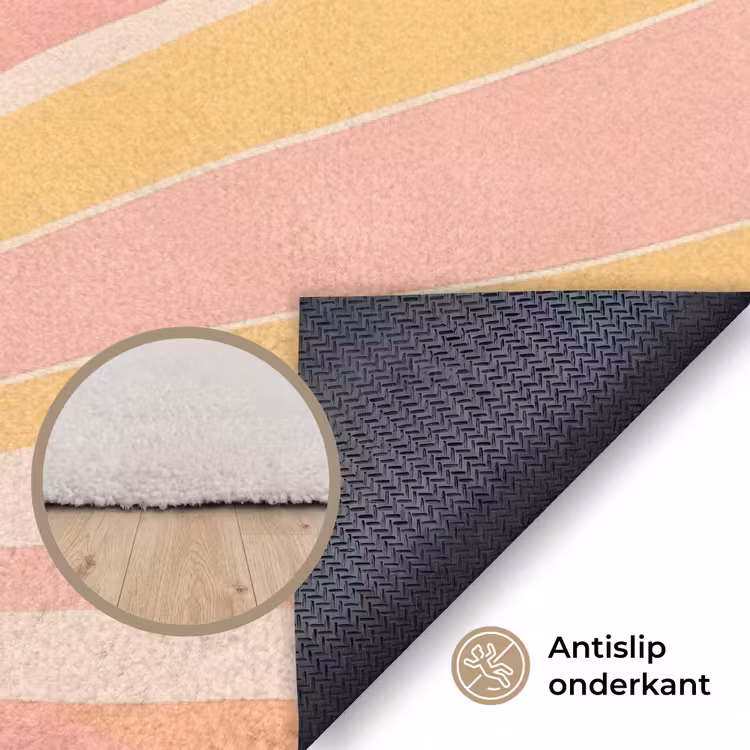 Illustratie - Zon - Pastelkleuren Vloerkleed Rechthoek klein -uniquesellingpoint_antislip_NL