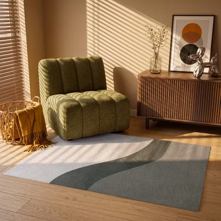 Japandi - Groen - Abstract - Modern Vloerkleed Rechthoek klein -atmosphere_sfeer1_global