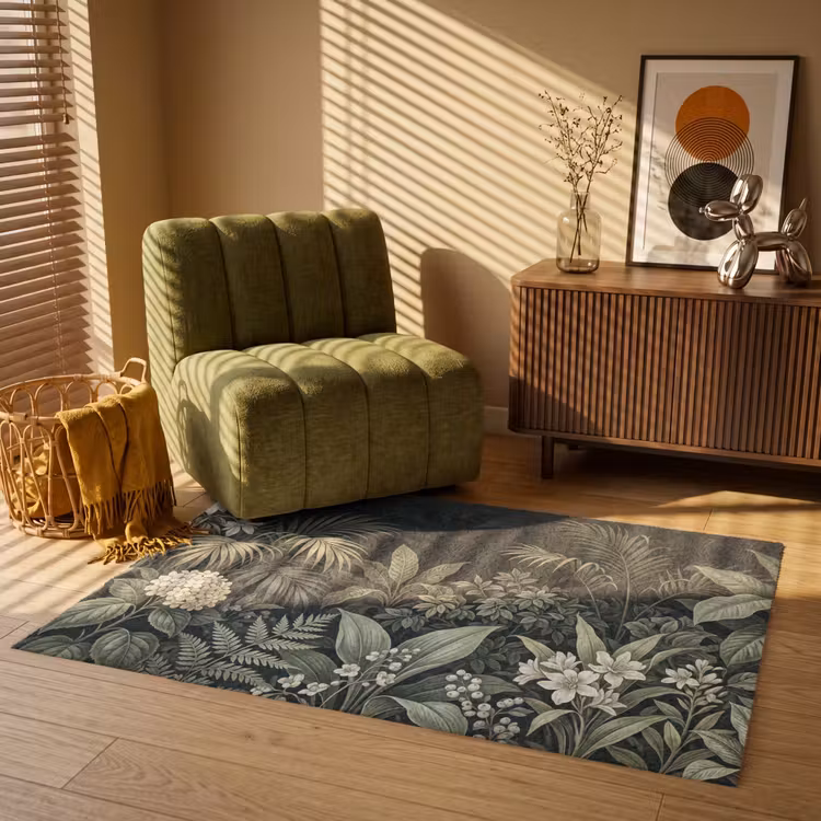 Jungle - Bladeren - Botanisch - Groen Vloerkleed Rechthoek klein -atmosphere_sfeer1_global