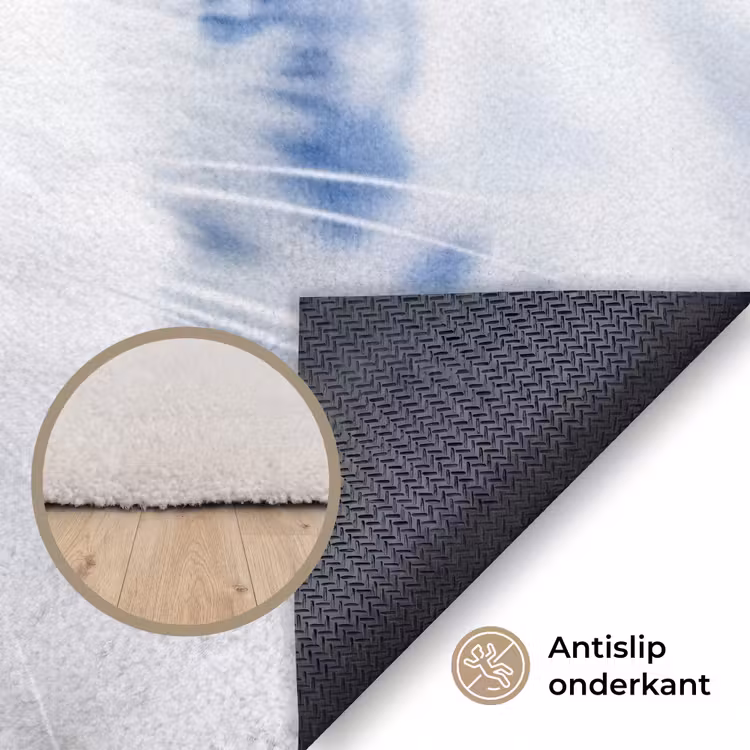 Kat - Patroon - Blauw Vloerkleed Rechthoek klein -uniquesellingpoint_antislip_NL_DE