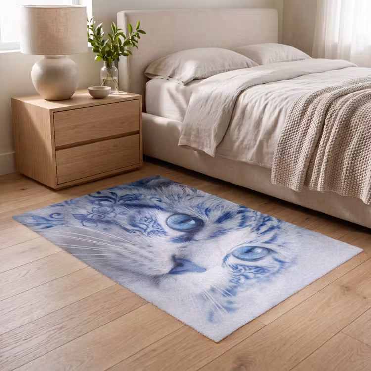 Kat - Patroon - Blauw Vloerkleed Rechthoek klein -atmosphere_sfeer3_global