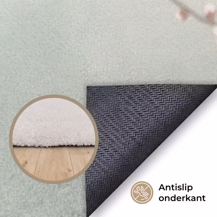 Kersen - Bloesem - Groen Vloerkleed Rechthoek klein -uniquesellingpoint_antislip_NL