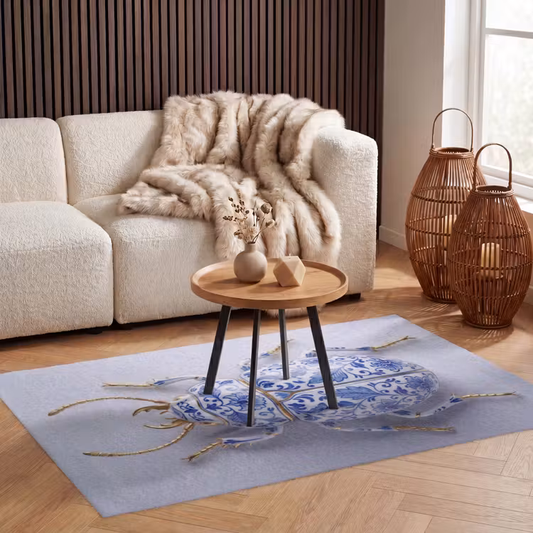 Kever - Delfts - Blauw - Goud Vloerkleed Rechthoek klein -atmosphere_sfeer2_global