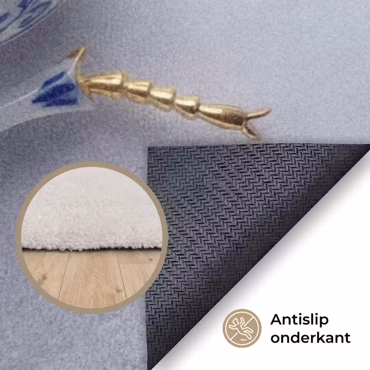 Kever - Delfts - Blauw - Goud Vloerkleed Rechthoek klein -uniquesellingpoint_antislip_NL_DE