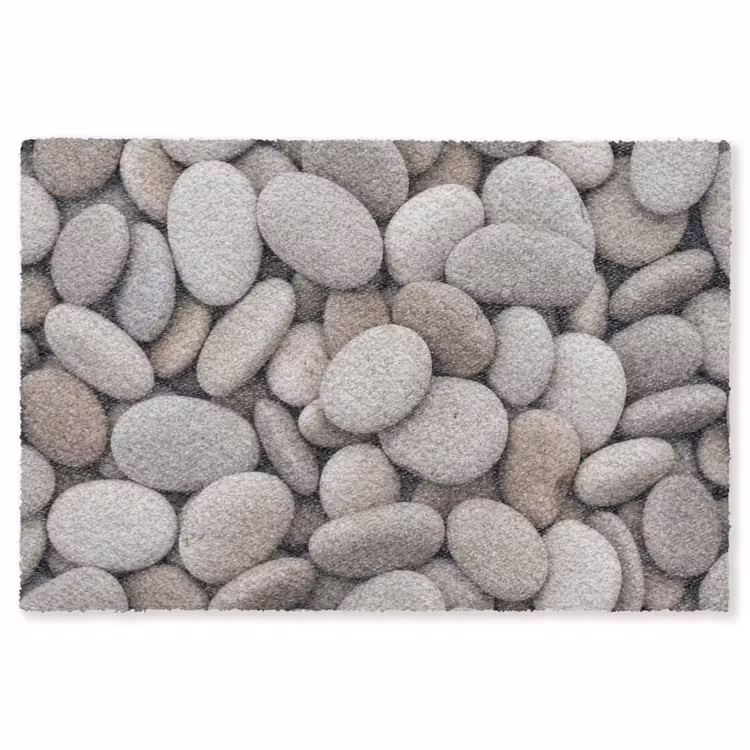 Kiezels - Stenen - Grijs Vloerkleed Rechthoek klein -3d