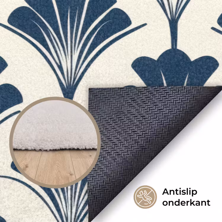 Klassiek - Motief - Blauw Vloerkleed Rechthoek klein 1091 -uniquesellingpoint_antislip_NL_DE