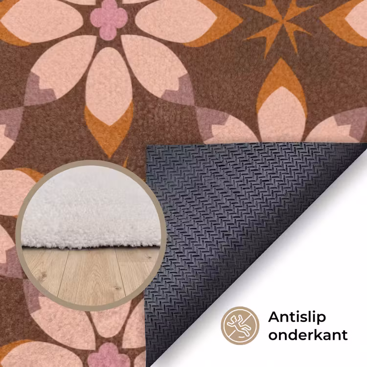 Klassiek - Retro - Bruin Vloerkleed Rechthoek klein 1091 -uniquesellingpoint_antislip_NL