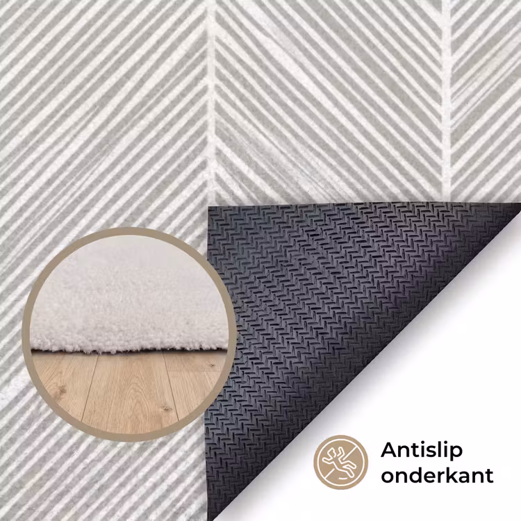 Klassiek - Visgraat - Grijs Vloerkleed Rechthoek klein 1091 -uniquesellingpoint_antislip_NL