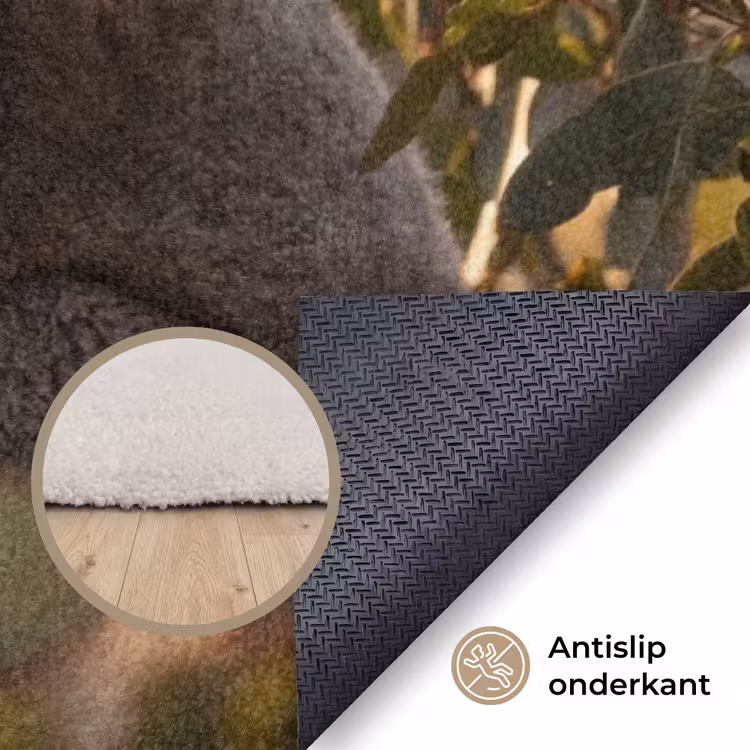 Koala - Bladeren - Ochtendlicht Vloerkleed Rechthoek klein -uniquesellingpoint_antislip_NL